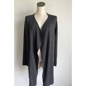 Chico’s 2 Open Front Cardigan Sweater Long Dark Gray Size Large